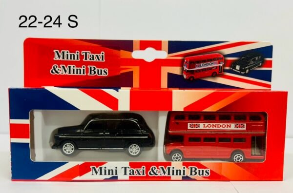 Diecast Set of 2 Mini Taxi & Mini Bus - 22-24 Small