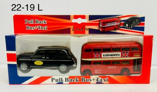 Diecast Set of 2 Bus & Taxi - 22-19 Large