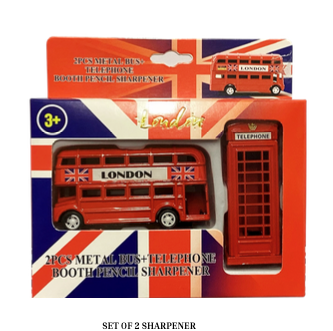 Set of 2 Sharpeners - Bus & Telephone Box