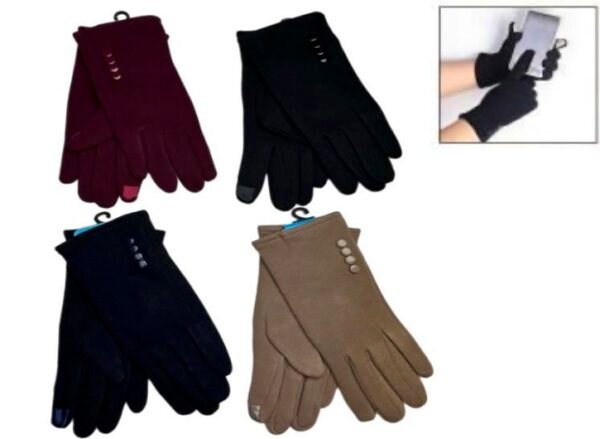 Button Fleece Insde Touch Gloves - MG021AS