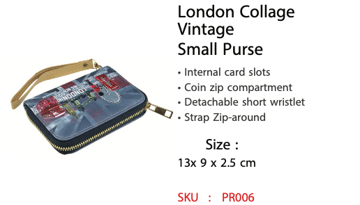 London Collage Vintage Small Purse - PR006
