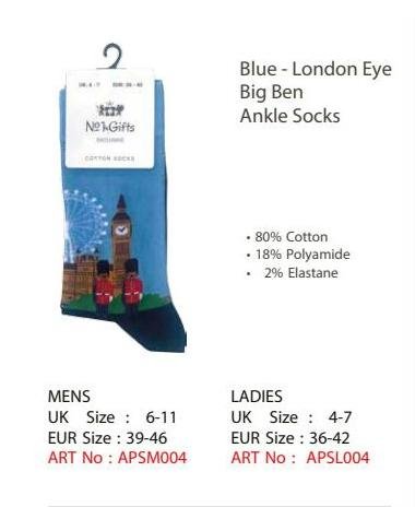 Blue - London Eye Big Ben Ankle Socks