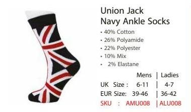Union Jack Navy Ankle Socks