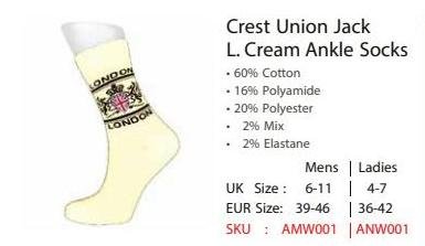 Crest Union Jack L. Cream Ankle Socks