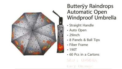 Butteryy Raindrops Automatic Open Windproof Umbrella - UP004A