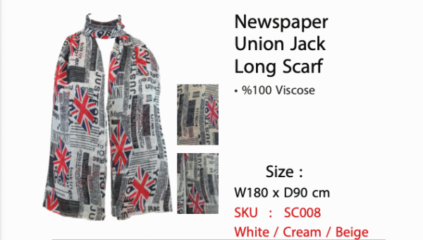Newspaper Union Jack Long Scarf - SC008