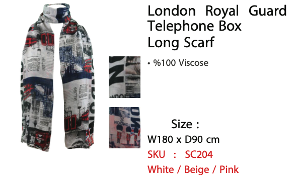 London Royal Guard Telephone Box Long Scarf - SC204