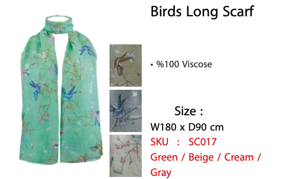 Birds Long Scarf - SC017