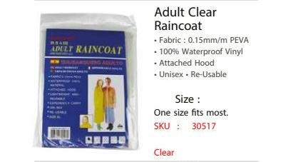 Adult Clear Raincoat - 30517