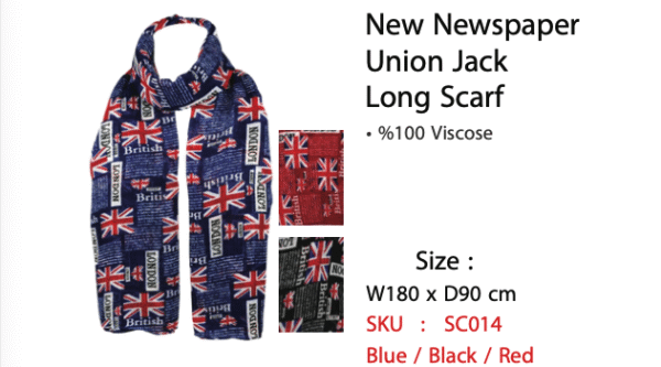 New Newspaper Union Jack Long Scarf - SC014