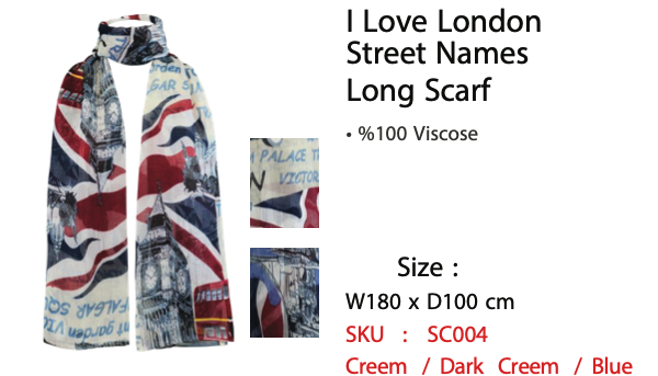 I Love London Street Names Long Scarf - SC004