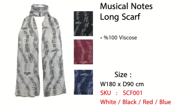 Musical Notes Long Scarf - SCF001