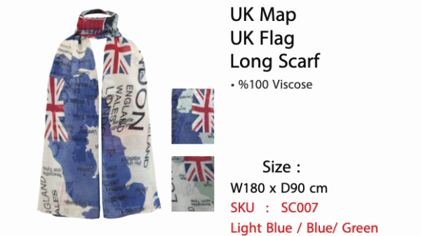 UK Map UK Flag Long Scarf - SC007