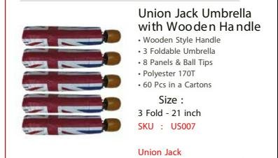 Union Jack Umbrella with Wooden Handle - US007