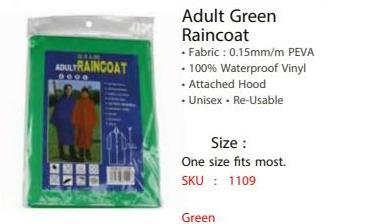 Adult Green Raincoat - 1109
