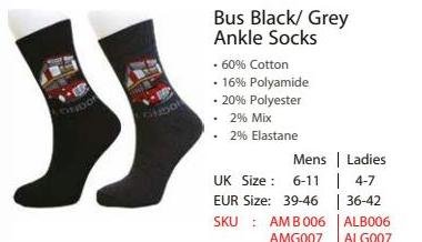 Bus Black / Grey Ankle Socks