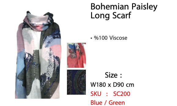 Bohemian Paisley Long Scarf - SC200