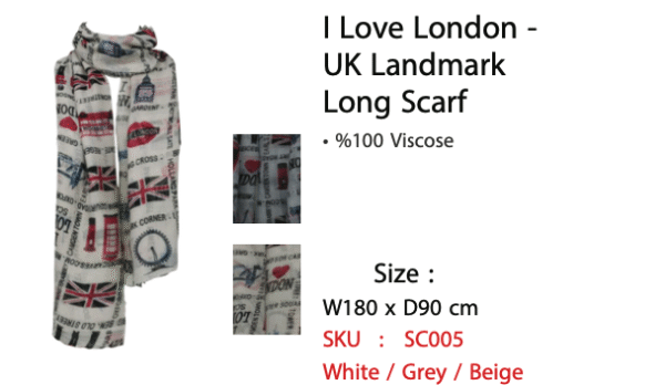 I Love London-UK Landmark Long Scarf - SC005