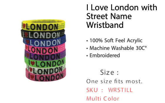I Love London with Street Name Wristband - WRSTILL