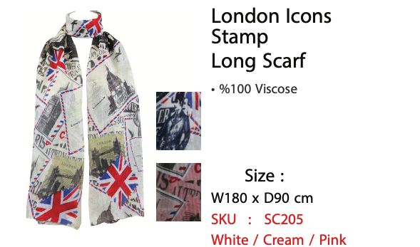 London Icons Stamp Long Scarf - SC205