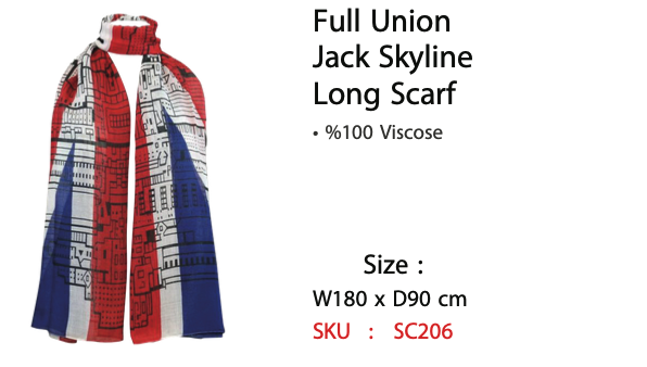 Full Union Jack Skyline Long Scarf - SC206