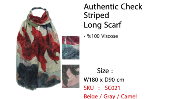 Authentic Check Striped Long Scarf - SC021