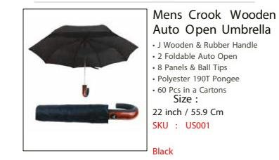 Mens Crook Wooden Auto Open Umbrella - US001