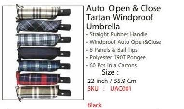 Auto Open & Close Tartan Windproof Umbrella - UAC001