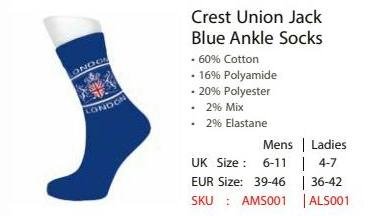 Crest Union Jack Blue Ankle Socks