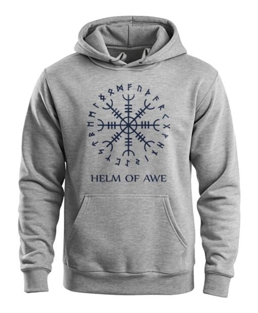 Viking Grey Melange Helm of Awe Hoodie - PO-HOA-G