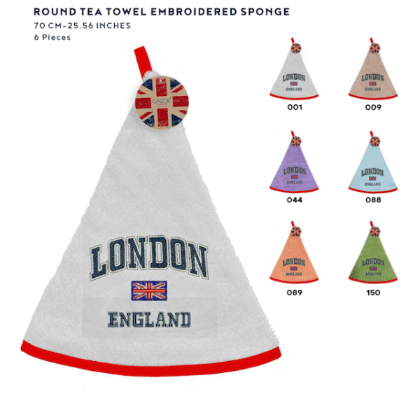 Round Tea Towel Embroidered Sponge - LN-055