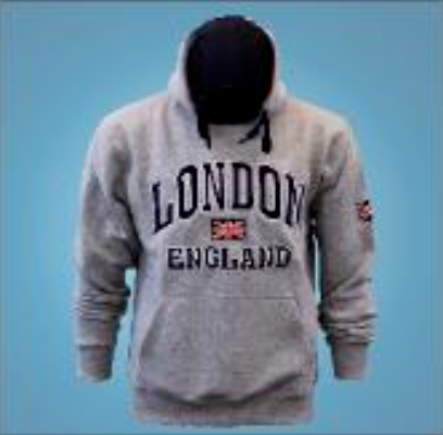 London England Embroidered Hoodie - Light Gray