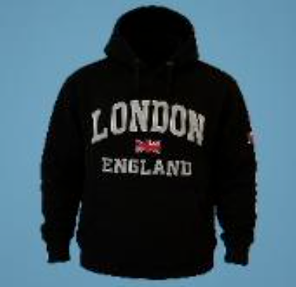 London England Embroidered Hoodie - Black