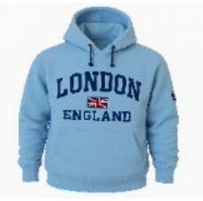 London England Embroidered Hoodie - Sky Blue