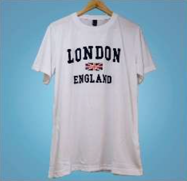 White (Navy Blue Applique) Embroidered T-Shirt