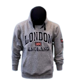 London England Embroidered Hoodie - Light Gray