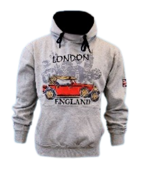 Printed Hoodie (Taxi) - Light Gray