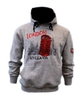 Printed Hoodie (Telephone Box) - Light Gray