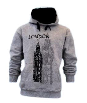 Printed Hoodie (Big Ben) - Light Gray