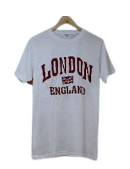 London England Embroidered T-Shirt - White (Maroon Applique)