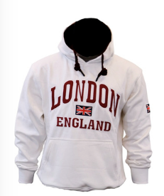 London England Embroidered Hoodie - White