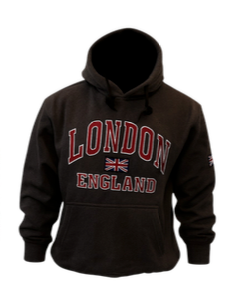 London England Embroidered Hoodie - Charcoal