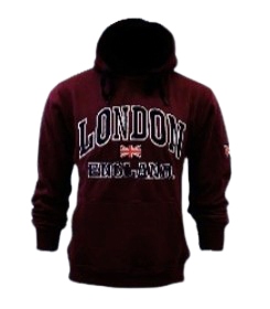 London England Embroidered Hoodie - Maroon