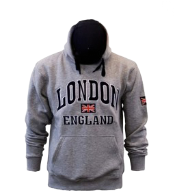 London England Embroidered Hoodie - Light Gray