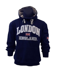 London England Embroidered Hoodie - Black