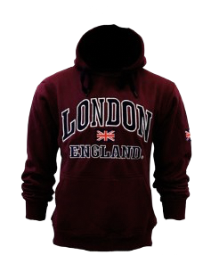 London England Embroidered Hoodie - Maroon