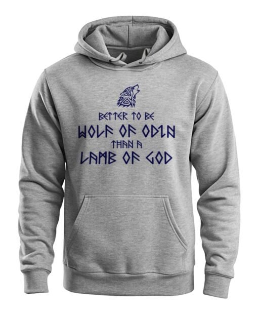 Viking Grey Melange Wolf of Odin Hoodie - PO-LOG-G