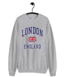 London England Sweatshirt - Light Grey (Navy Blue Applique)