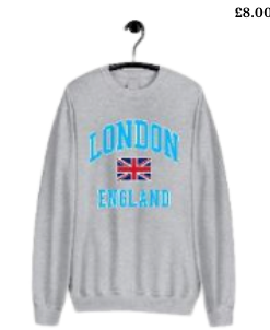 London England Sweatshirt - Light Grey (Sky Blue Applique)