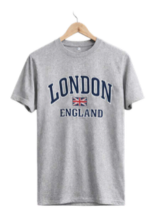 London England Printed T-Shirt - Light Grey